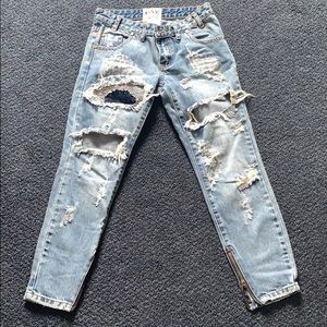 Oneteaspoon Trashed Free Bird Jeans
